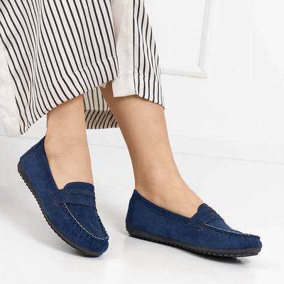 Navy blue women's eco-suede moccasins Teweri - Footwear