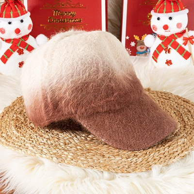 Brown fur hat with visor - Caps