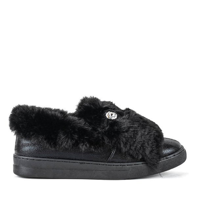 Black slip on with fur Manifik - Footwear