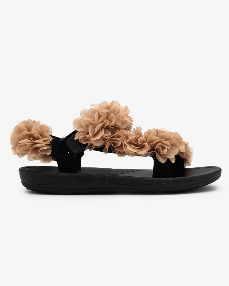 Royalfashion Beige women's sandals with flowers Alferroy