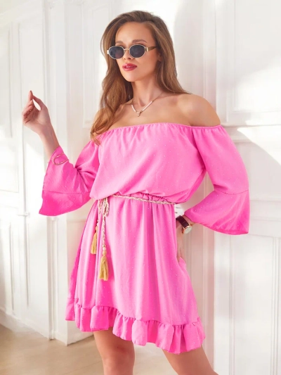 Royalfashion Sieviešu mini kleita Spāņu stilā ar garām piedurknēm un rhinetoniem