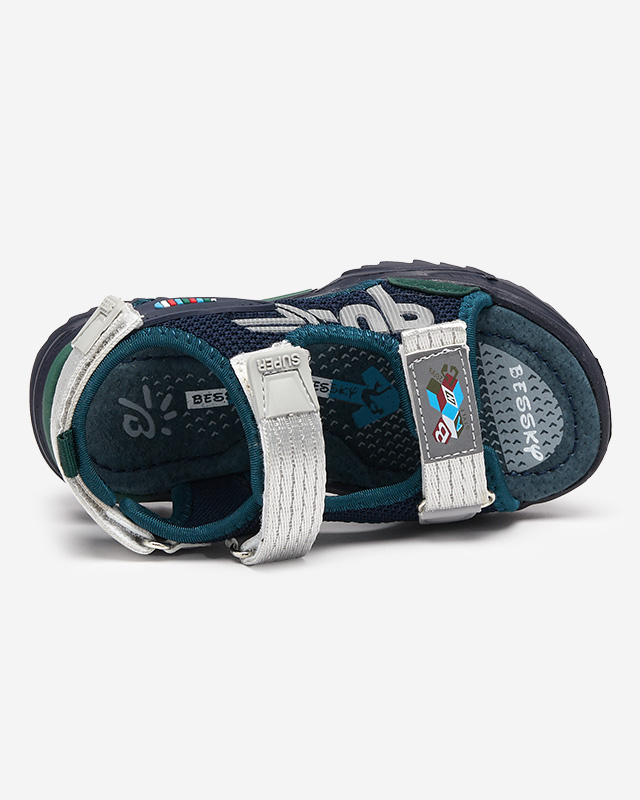 Детские сандалии Doniso темно-синие и зеленые - Обувь