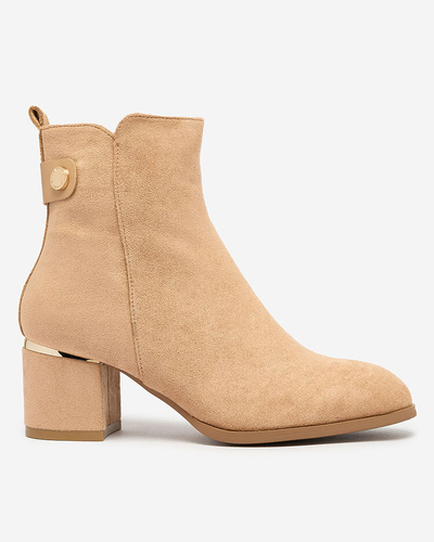 Royalfashion Women's low stiletto boots in light brown Dogdas