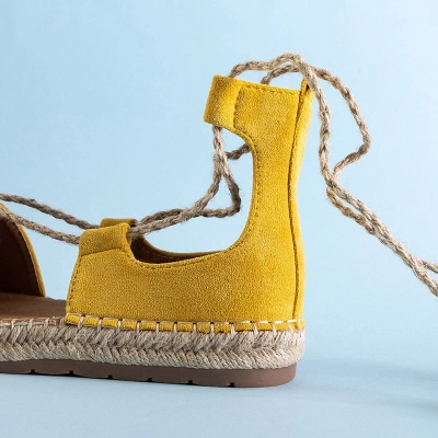 OUTLET Yellow women's tied espadrilles Asoria - Shoes