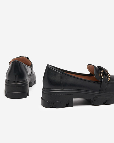 OUTLET Ladies' black shoes with a thick sole with Simero decoration - Footwear