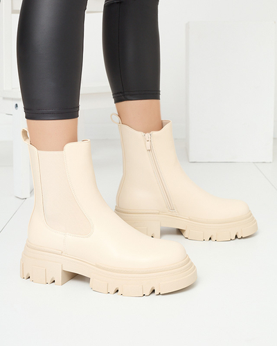 Women's cream-colored flat-heeled boots Gofina - Footwear