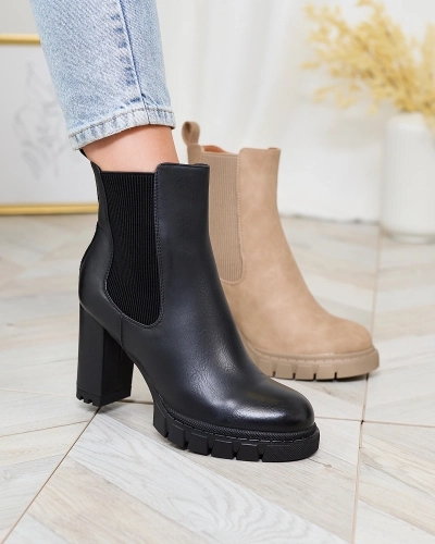 Royalfashion Черные женские сапоги на высоком каблуке Seihay