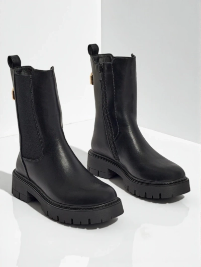 Wyższe Eko skórzane botki damskie Varinell