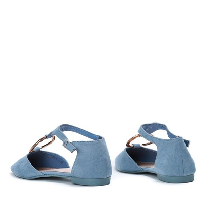 Blue ballerina shoes with Laurita gold decoration - Footwear