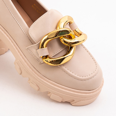 OUTLET Beige shoes with a golden ornament Lygia - Footwear