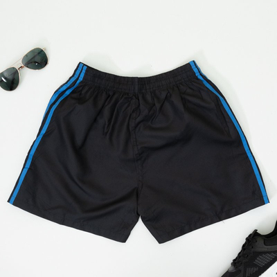 Black men's sports shorts with cobalt inserts - Clothing