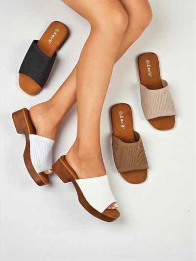 Royalfashion Lavri klapki na niskem obcasie Ribbed Grace