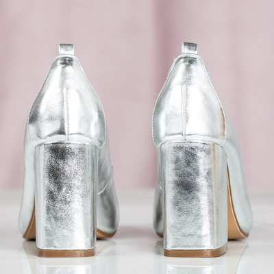 Silver pumps on a higher post Mattelessa - Footwear 1