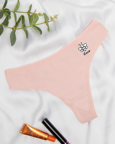 Светло-розовые хлопковые женские однотонные трусики с принтом - Нижнее белье