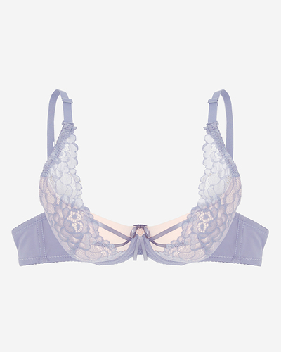 Women's pink bra with purple lace - Underwear
