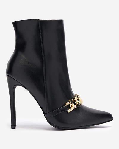 OUTLET Melni stiletto zābaki ar ķēdīti Rittle- Footwear