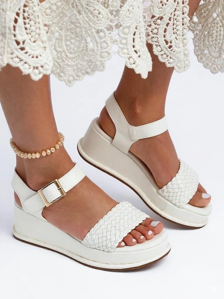 Royal Fashion Women's braided wedge sandals, Fiolle style
