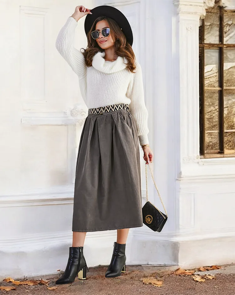 Royalfashion Sieviešu vidēja garuma svārki a'la velvets