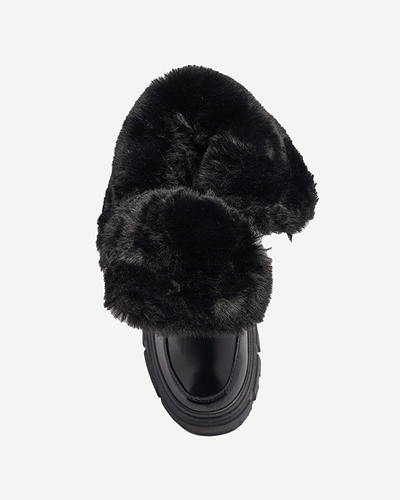 Women's snow boots on a flat sole in black Sapollo- Footwear