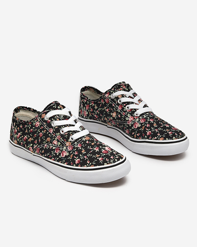 Women's black sneakers with flowers Sertoli - Footwear