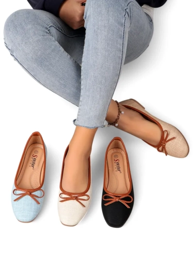 Royalfashion sieviešu baleta kurpes ar mirdzumu un loku Aramie