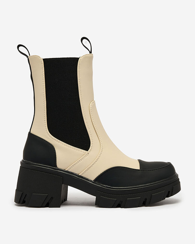 Royalfashion Женские матовые бежевые ботинки Bevta на плоском каблуке