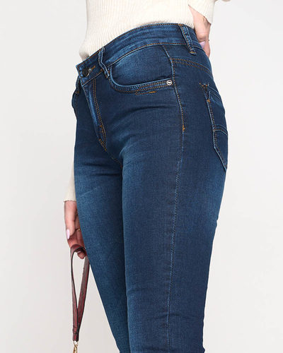 Women's navy blue straight jeans - Clothing