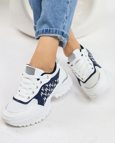 White and navy blue women's sports sneakers Umikatu - Footwear