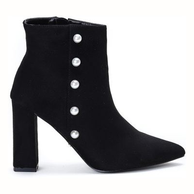 Black boots with pearls on a high post Maya - Footwear