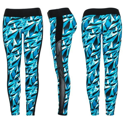 Blue leggings with a geometric pattern - Pants 1