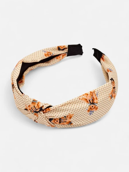 Royalfashion Hårband med flätat mönster i prickar och nallar