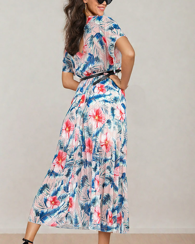 Royalfashion Women's pleated floral midi dress