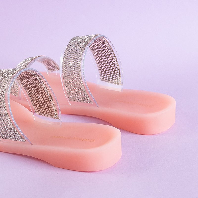 Pink women's rubber flip-flops with zircons Niuci - Footwear