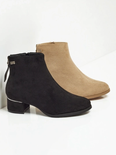 Women's Eco Suede Ankle Boots with Block Heel Arshinea