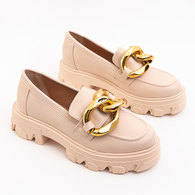 OUTLET Beige shoes with a golden ornament Lygia - Footwear