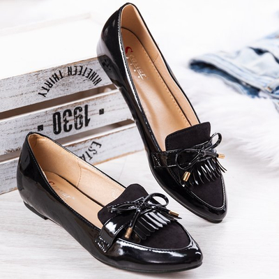 Black varnished loafers with almond mulla toe - Footwear 1