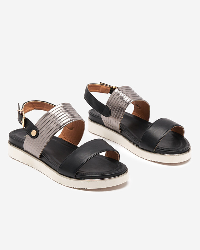 OUTLET Sieviešu eko-ādas sandales melnā krāsā Kerita - Apavi