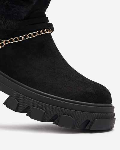 Black women's eco-suede boots with chain Videric - Footwear