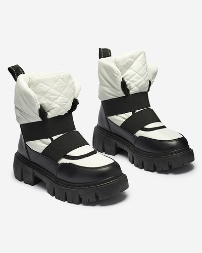 Sieviešu sniega zābaki ar plakanu zoli melnā un baltā krāsā Ferory- Footwear