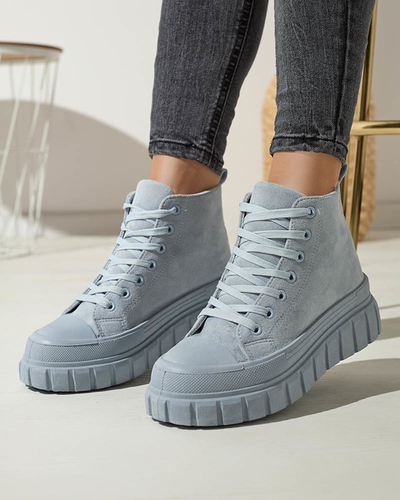 Light blue women's lace-up sports boots a'la sneakers Netara - Footwear