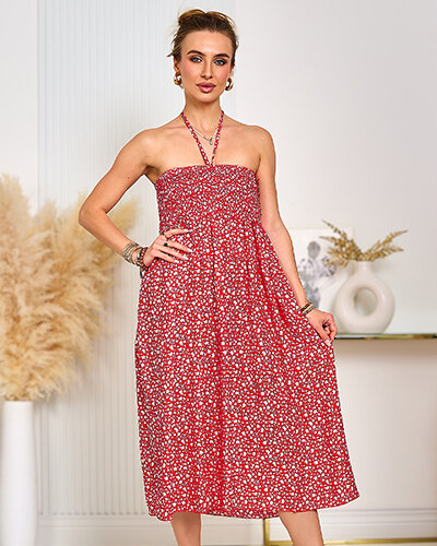 Royalfashion Sieviešu puķaina midi kleita