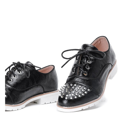 Black shoes made of eco leather with decorative studs Amie - Footwear