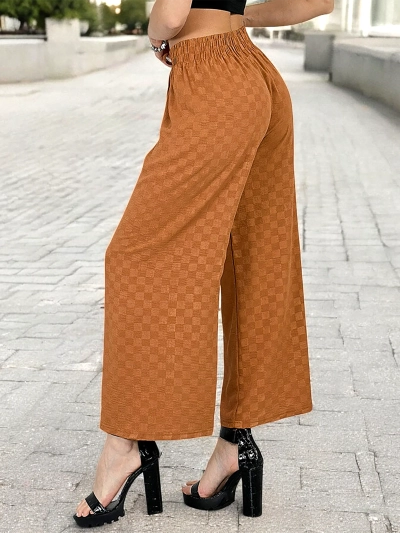 Royalfashion Sieviešu platās pledveida bikses