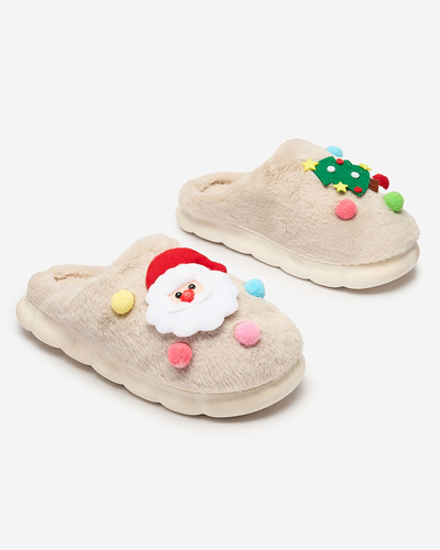 Royalfashion Christmas women's slippers in beige Fertemse
