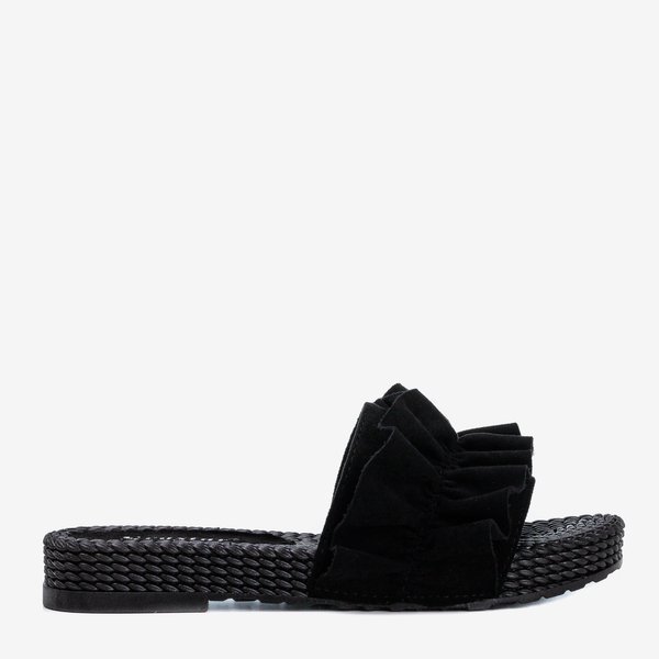 Black women's flip-flops with Rafel's frill - Footwear 1