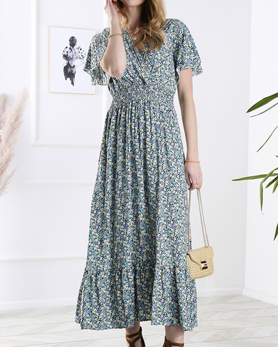 Women's floral midi dress in purple- Clothing