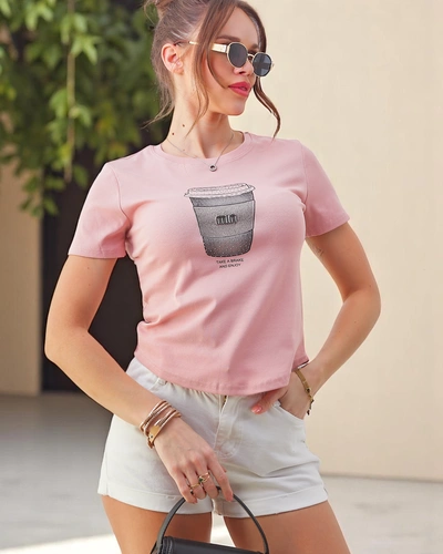 Royalfashion Women's cotton t-shirt with rhinestone print