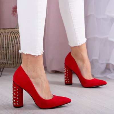 Red studded pumps on a higher post Madderse - Footwear