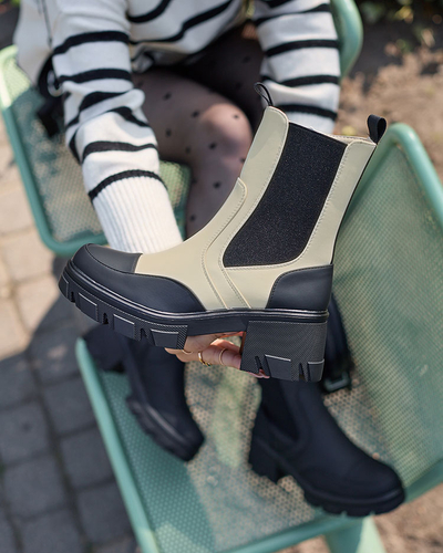 Royalfashion Sieviešu matēti smilškrāsas Bevta zābaki ar plakanu papēdi