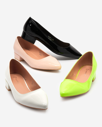 Neon yellow, lacquered flat-heel pumps Oki- Footwear